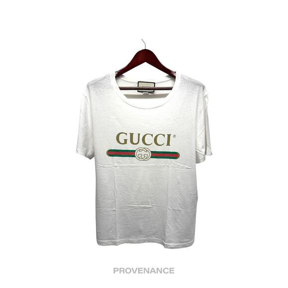 🔴 Gucci GG Signature Web Vintage Logo T-Shirt - White M - Picture 1 of 10